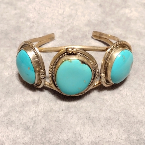 Jewelry - Vtg. Authentic Handmade Navajo Bracelet, Turquoise Sterling Silver